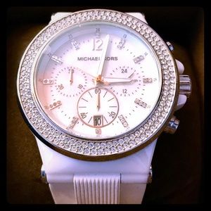 New Michael Kors white ceramic crystal watch